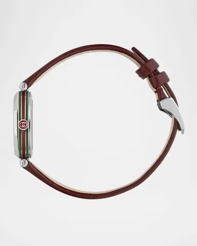 Gucci Stainless Steel Model 2000 24mm Watch with Red Leather Strap | Thumbnail 2 Gucci Stainless Steel Model 2000 24mm Watch with Red Leather Strap | Thumbnail 2