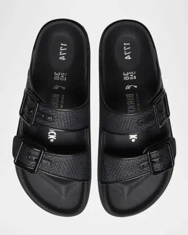 1774 Birkenstock Arizona Raffia Dual-Buckle Slide Sandals | Thumbnail 3 1774 Birkenstock Arizona Raffia Dual-Buckle Slide Sandals | Thumbnail 3