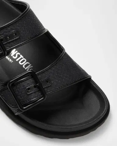 1774 Birkenstock Arizona Raffia Dual-Buckle Slide Sandals | Thumbnail 1 1774 Birkenstock Arizona Raffia Dual-Buckle Slide Sandals | Thumbnail 1
