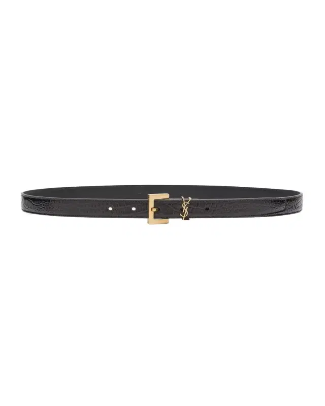 Cassandre YSL Croc-Embossed Leather Belt Cassandre YSL Croc-Embossed Leather Belt