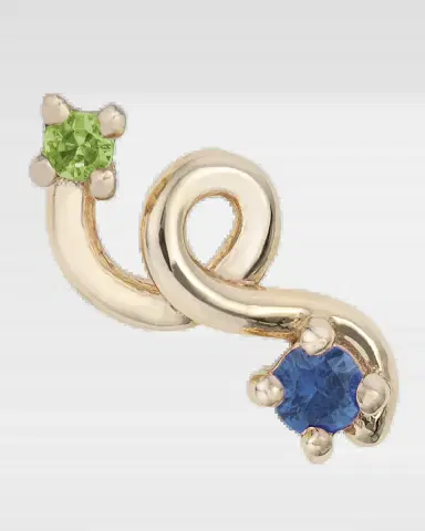 Bea Bongiasca 9K Yellow Gold Tsavorite and Blue Sapphire Mini Loop Earring, Single | Thumbnail 2 Bea Bongiasca 9K Yellow Gold Tsavorite and Blue Sapphire Mini Loop Earring, Single | Thumbnail 2