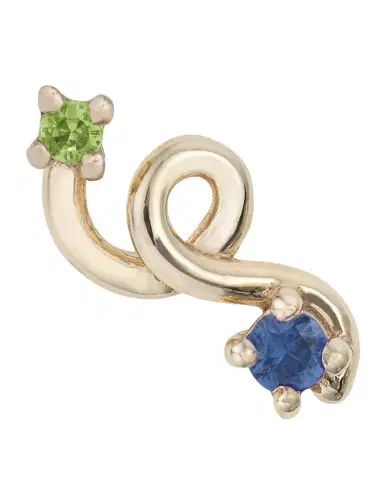 Bea Bongiasca 9K Yellow Gold Tsavorite and Blue Sapphire Mini Loop Earring, Single | Thumbnail 1 Bea Bongiasca 9K Yellow Gold Tsavorite and Blue Sapphire Mini Loop Earring, Single | Thumbnail 1