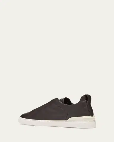 ZEGNA Men's Triple Stitch Deerskin Leather Slip-On Sneakers | Thumbnail 2 ZEGNA Men's Triple Stitch Deerskin Leather Slip-On Sneakers | Thumbnail 2