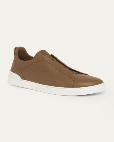 ZEGNA Men's Triple Stitch Deerskin Leather Slip-On Sneakers | Thumbnail 14 ZEGNA Men's Triple Stitch Deerskin Leather Slip-On Sneakers | Thumbnail 14