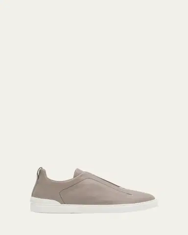 ZEGNA Men's Triple Stitch Deerskin Leather Slip-On Sneakers | Thumbnail 17 ZEGNA Men's Triple Stitch Deerskin Leather Slip-On Sneakers | Thumbnail 17