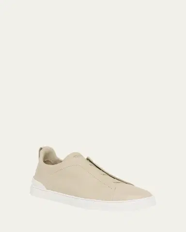 ZEGNA Men's Triple Stitch Deerskin Leather Slip-On Sneakers | Thumbnail 5 ZEGNA Men's Triple Stitch Deerskin Leather Slip-On Sneakers | Thumbnail 5