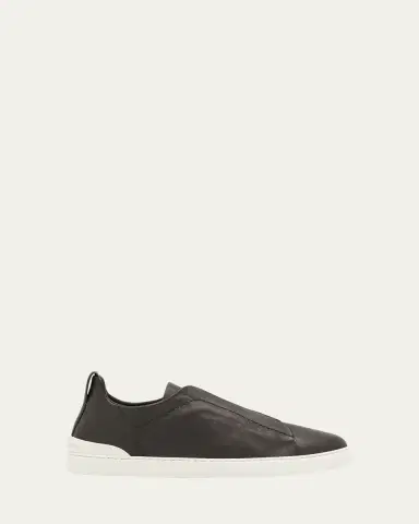 ZEGNA Men's Triple Stitch Deerskin Leather Slip-On Sneakers | Thumbnail 8 ZEGNA Men's Triple Stitch Deerskin Leather Slip-On Sneakers | Thumbnail 8