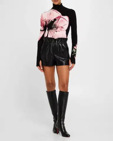 ALICE + OLIVIA Reagan Vegan Leather Paperbag Shorts | Thumbnail 2 ALICE + OLIVIA Reagan Vegan Leather Paperbag Shorts | Thumbnail 2