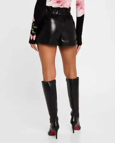 ALICE + OLIVIA Reagan Vegan Leather Paperbag Shorts | Thumbnail 3 ALICE + OLIVIA Reagan Vegan Leather Paperbag Shorts | Thumbnail 3