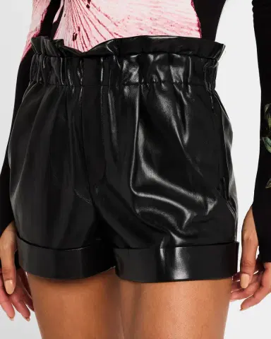 ALICE + OLIVIA Reagan Vegan Leather Paperbag Shorts | Thumbnail 5 ALICE + OLIVIA Reagan Vegan Leather Paperbag Shorts | Thumbnail 5