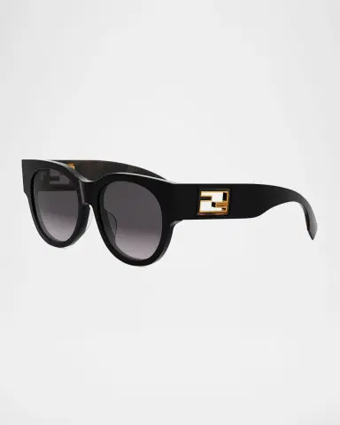 Fendi Baguette Logo Round Acetate & Nylon Sunglasses | Thumbnail 3 Fendi Baguette Logo Round Acetate & Nylon Sunglasses | Thumbnail 3