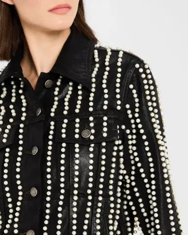 Coût De La Liberté Johnny Embellished Coated Denim Trucker Jacket | Thumbnail 6 Coût De La Liberté Johnny Embellished Coated Denim Trucker Jacket | Thumbnail 6