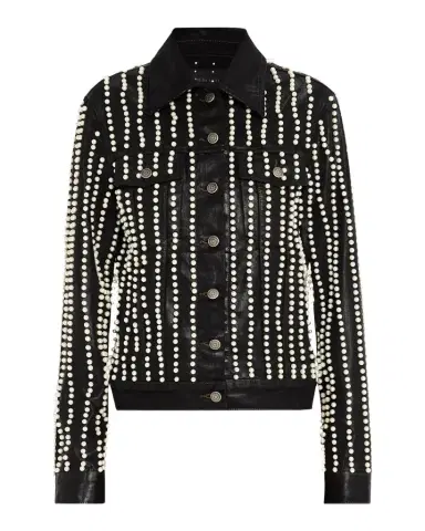 Coût De La Liberté Johnny Embellished Coated Denim Trucker Jacket | Thumbnail 1 Coût De La Liberté Johnny Embellished Coated Denim Trucker Jacket | Thumbnail 1
