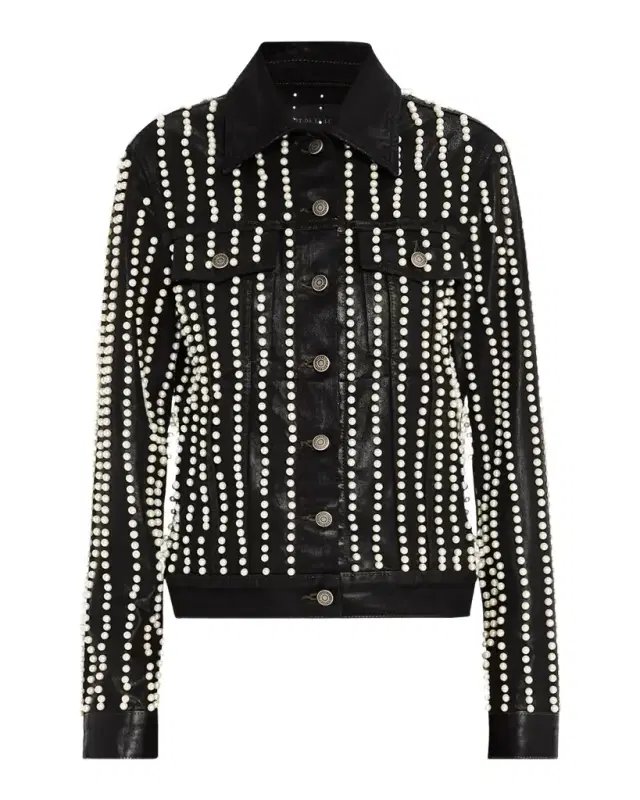 Johnny Embellished Coated Denim Trucker Jacket Johnny Embellished Coated Denim Trucker Jacket