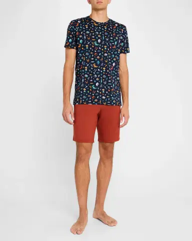 Derek Rose Men's Robin Sea Creatures Print Crewneck T-Shirt | Thumbnail 2 Derek Rose Men's Robin Sea Creatures Print Crewneck T-Shirt | Thumbnail 2