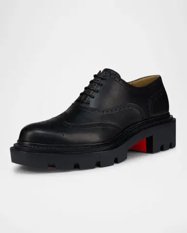 Christian Louboutin Men's College Wingtip Brogue Leather Derby Shoes | Thumbnail 3 Christian Louboutin Men's College Wingtip Brogue Leather Derby Shoes | Thumbnail 3