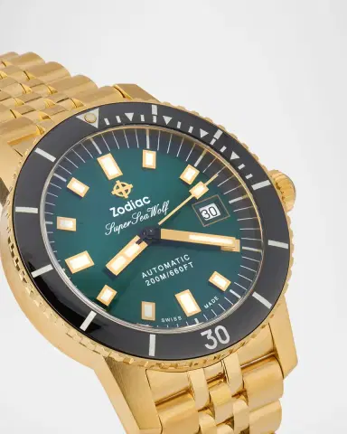 ZODIAC Limited Edition Compression Diver Automatic 18K Gold-Plated Bracelet Watch Gift Set, 40mm | Thumbnail 2 ZODIAC Limited Edition Compression Diver Automatic 18K Gold-Plated Bracelet Watch Gift Set, 40mm | Thumbnail 2