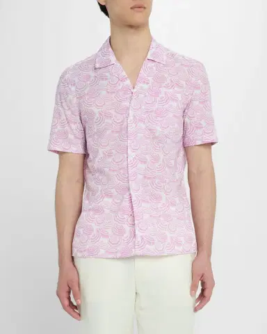 Isaia Men 's Cotton Umbrella-Print Camp Shirt | Thumbnail 4 Isaia Men 's Cotton Umbrella-Print Camp Shirt | Thumbnail 4