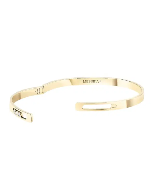 MOVE NOA 18K YELLOW GOLD 3-DIAMOND BANGLE, SIZE M MOVE NOA 18K YELLOW GOLD 3-DIAMOND BANGLE, SIZE M