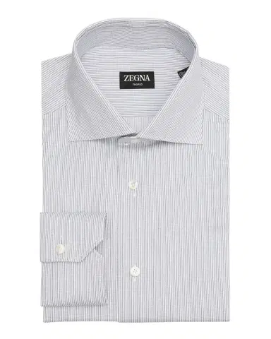 ZEGNA Men's Trofeo Cotton Twin Stripe Dress Shirt | Thumbnail 1 ZEGNA Men's Trofeo Cotton Twin Stripe Dress Shirt | Thumbnail 1