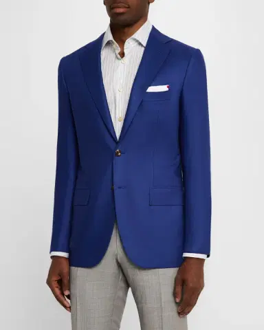 Kiton Men's Solid Wool-Cashmere Blazer | Thumbnail 4 Kiton Men's Solid Wool-Cashmere Blazer | Thumbnail 4