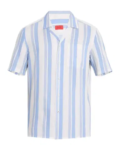 Isaia Men 's Cotton and Silk Awning Stripe Camp Shirt | Thumbnail 1 Isaia Men 's Cotton and Silk Awning Stripe Camp Shirt | Thumbnail 1