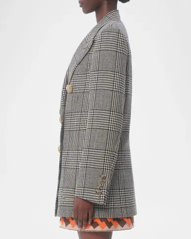 Valentino Garavani Houndstooth Wool Double-Breasted Jacket | Thumbnail 4 Valentino Garavani Houndstooth Wool Double-Breasted Jacket | Thumbnail 4