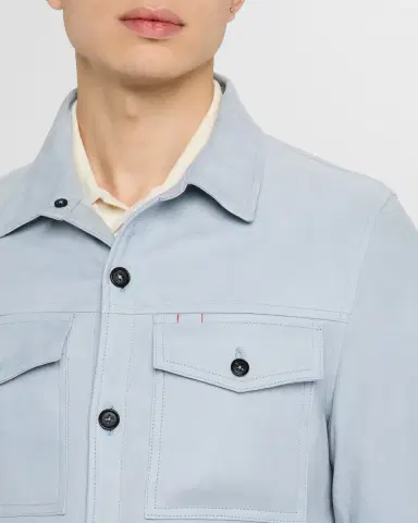 Isaia Men's 4-Pocket Suede Overshirt | Thumbnail 5 Isaia Men's 4-Pocket Suede Overshirt | Thumbnail 5