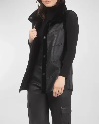 Gorski Reversible Textured Lamb Shearling Vest | Thumbnail 6 Gorski Reversible Textured Lamb Shearling Vest | Thumbnail 6