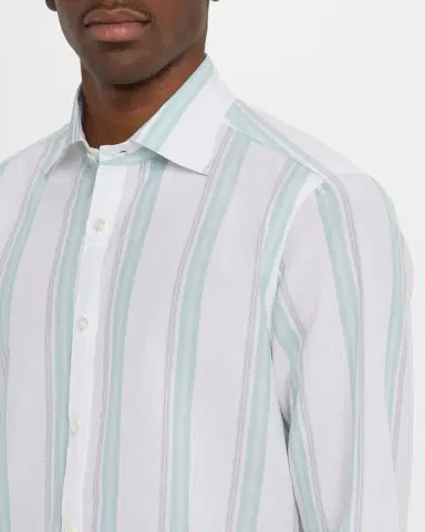 Isaia Men 's Cotton and Linen Stripe Casual Button-Down Shirt | Thumbnail 5 Isaia Men 's Cotton and Linen Stripe Casual Button-Down Shirt | Thumbnail 5