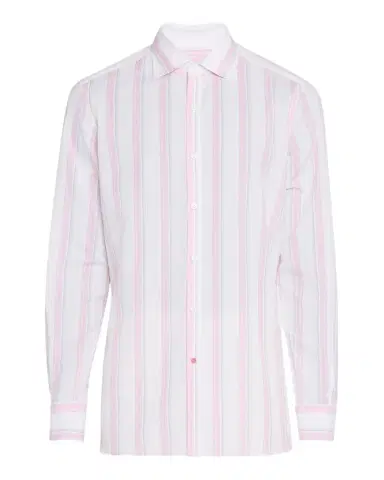 Isaia Men's Cotton and Linen Stripe Casual Button-Down Shirt | Thumbnail 1 Isaia Men's Cotton and Linen Stripe Casual Button-Down Shirt | Thumbnail 1