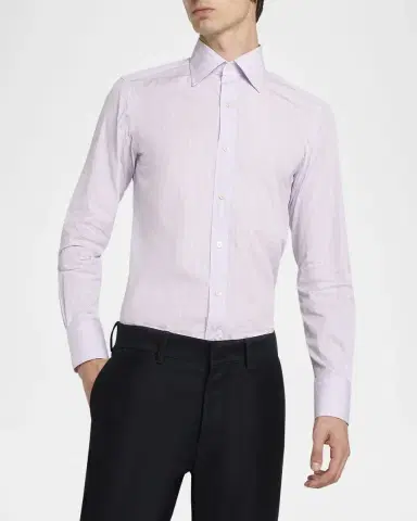 Tom Ford Men's Cotton Poplin Check Slim Fit Dress Shirt | Thumbnail 5 Tom Ford Men's Cotton Poplin Check Slim Fit Dress Shirt | Thumbnail 5