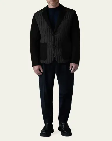 Mackage Men's John Vertical Quilted Mixed-Media Blazer | Thumbnail 2 Mackage Men's John Vertical Quilted Mixed-Media Blazer | Thumbnail 2