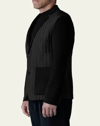 Mackage Men's John Vertical Quilted Mixed-Media Blazer | Thumbnail 4 Mackage Men's John Vertical Quilted Mixed-Media Blazer | Thumbnail 4