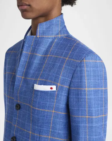 Kiton Men's Plaid With Windowpane Sport Coat | Thumbnail 5 Kiton Men's Plaid With Windowpane Sport Coat | Thumbnail 5