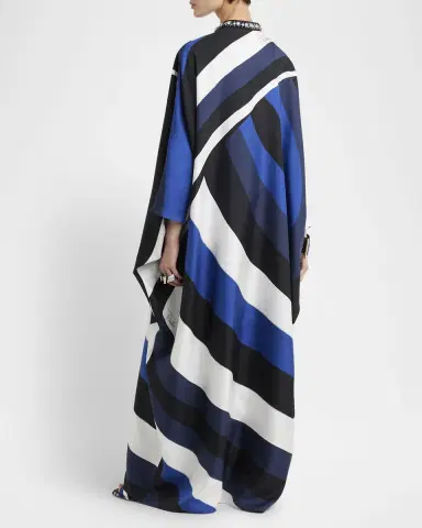 Pucci Iride-Print Crystal Neck-Tie Silk Twill Maxi Kaftan Dress | Thumbnail 3 Pucci Iride-Print Crystal Neck-Tie Silk Twill Maxi Kaftan Dress | Thumbnail 3