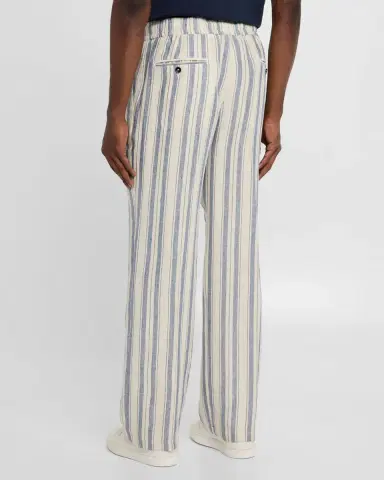 Isaia Men 's Linen Multi-Stripe Pull-On Pants | Thumbnail 3 Isaia Men 's Linen Multi-Stripe Pull-On Pants | Thumbnail 3