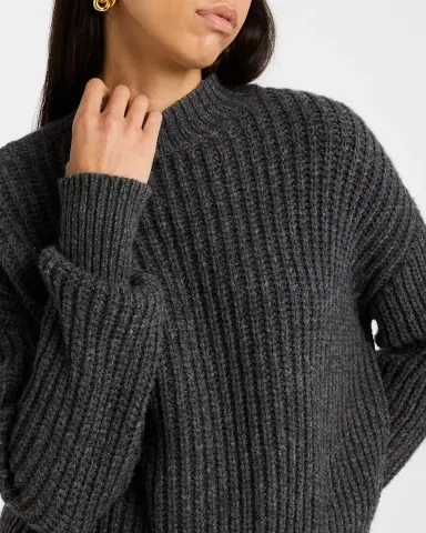 Argent Ribbed Mock-Neck Fisherman Sweater | Thumbnail 5 Argent Ribbed Mock-Neck Fisherman Sweater | Thumbnail 5