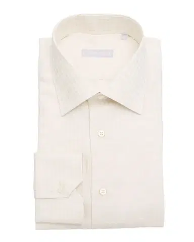 Stefano Ricci Men's Cotton, Silk and Linen Stripe Dress Shirt | Thumbnail 1 Stefano Ricci Men's Cotton, Silk and Linen Stripe Dress Shirt | Thumbnail 1