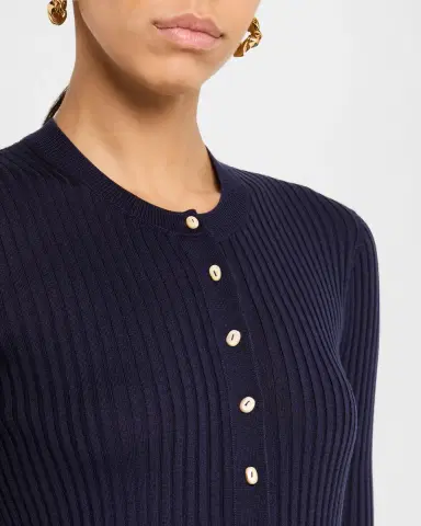 Jil Sander Silk Ribbed Crewneck Cardigan | Thumbnail 5 Jil Sander Silk Ribbed Crewneck Cardigan | Thumbnail 5