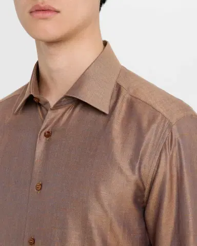 Stefano Ricci Men's Heathered Cotton and Linen Sport Shirt | Thumbnail 4 Stefano Ricci Men's Heathered Cotton and Linen Sport Shirt | Thumbnail 4