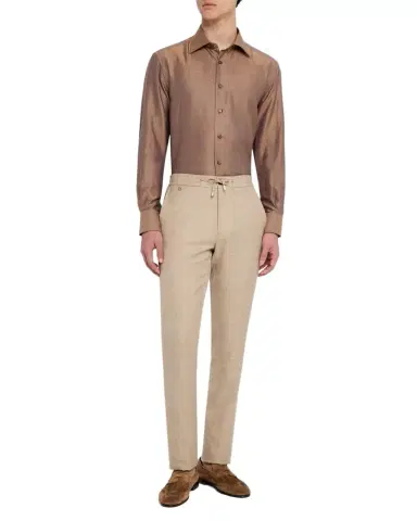 Stefano Ricci Men's Heathered Cotton and Linen Sport Shirt | Thumbnail 1 Stefano Ricci Men's Heathered Cotton and Linen Sport Shirt | Thumbnail 1