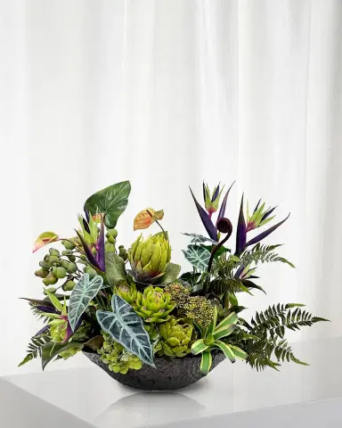 Winward Home Mixed Tropical 32" Faux Floral Arrangement in Terracotta Bowl | Thumbnail 1 Winward Home Mixed Tropical 32" Faux Floral Arrangement in Terracotta Bowl | Thumbnail 1