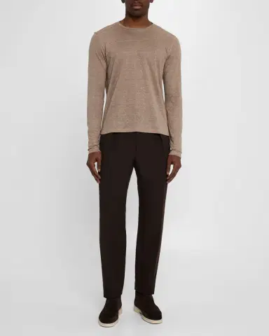 Stefano Ricci Men's Linen Long-Sleeve T-Shirt | Thumbnail 2 Stefano Ricci Men's Linen Long-Sleeve T-Shirt | Thumbnail 2