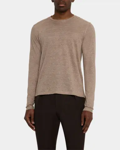 Stefano Ricci Men's Linen Long-Sleeve T-Shirt | Thumbnail 4 Stefano Ricci Men's Linen Long-Sleeve T-Shirt | Thumbnail 4