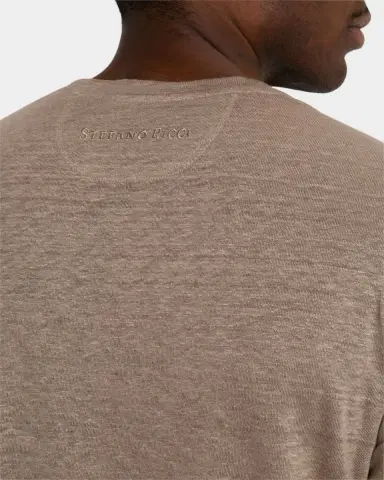 Stefano Ricci Men's Linen Long-Sleeve T-Shirt | Thumbnail 5 Stefano Ricci Men's Linen Long-Sleeve T-Shirt | Thumbnail 5