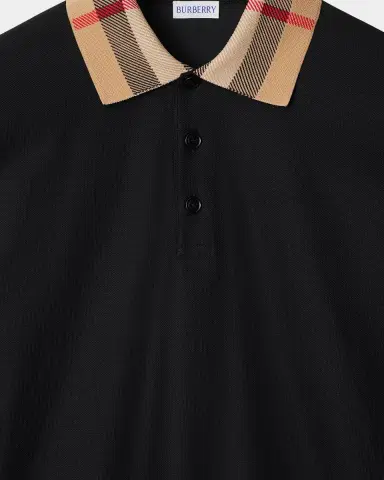 Burberry Men's Cody Cotton Slim Fit Long-Sleeve Check Collar Polo Shirt | Thumbnail 5 Burberry Men's Cody Cotton Slim Fit Long-Sleeve Check Collar Polo Shirt | Thumbnail 5
