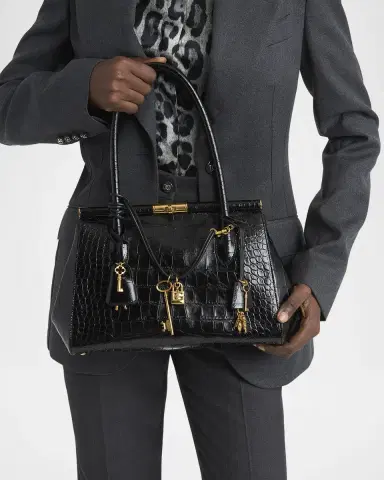 Dolce & Gabbana Marlene Charm Croc-Embossed Leather Shoulder Bag | Thumbnail 2 Dolce & Gabbana Marlene Charm Croc-Embossed Leather Shoulder Bag | Thumbnail 2