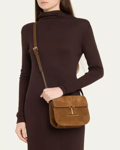 Tom Ford Tara Mini Flap Crossbody Bag in Suede and Leather | Thumbnail 2 Tom Ford Tara Mini Flap Crossbody Bag in Suede and Leather | Thumbnail 2