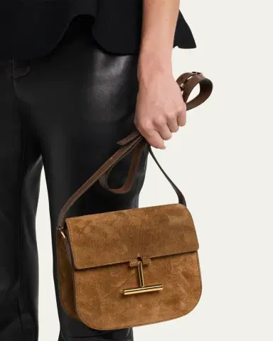 Tom Ford Tara Mini Flap Crossbody Bag in Suede and Leather | Thumbnail 6 Tom Ford Tara Mini Flap Crossbody Bag in Suede and Leather | Thumbnail 6